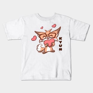 Cute Kawaii Nerd Fox kyun hearts love Kids T-Shirt